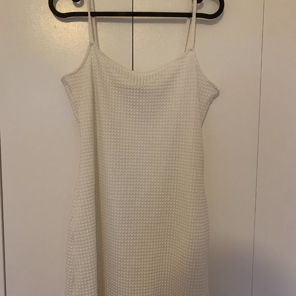 White Mini Crochet-Like Jersey Dress - Picture 3 of 4